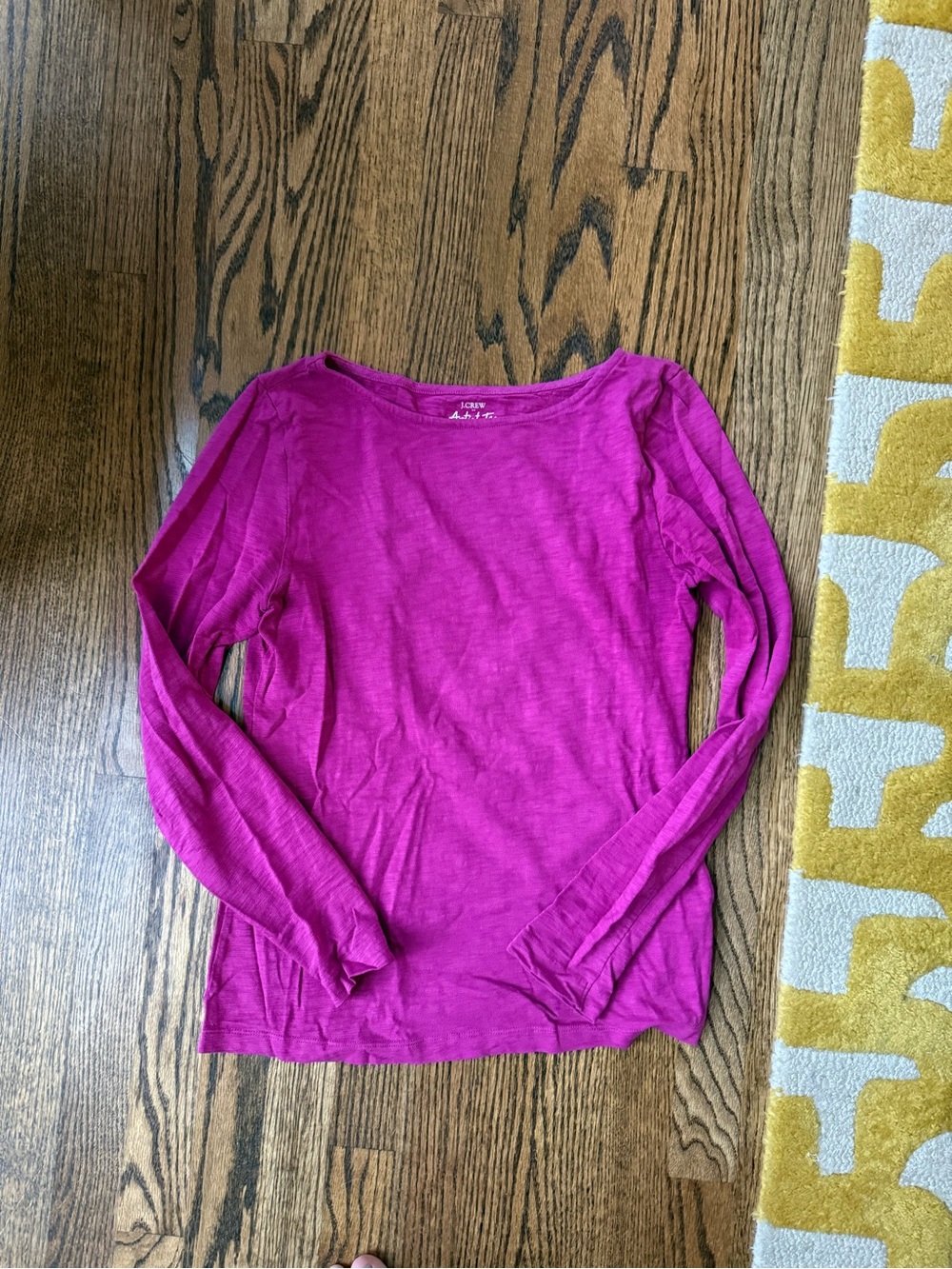 J. Crew Long-Sleeve Crewneck Tee in Bright Magenta